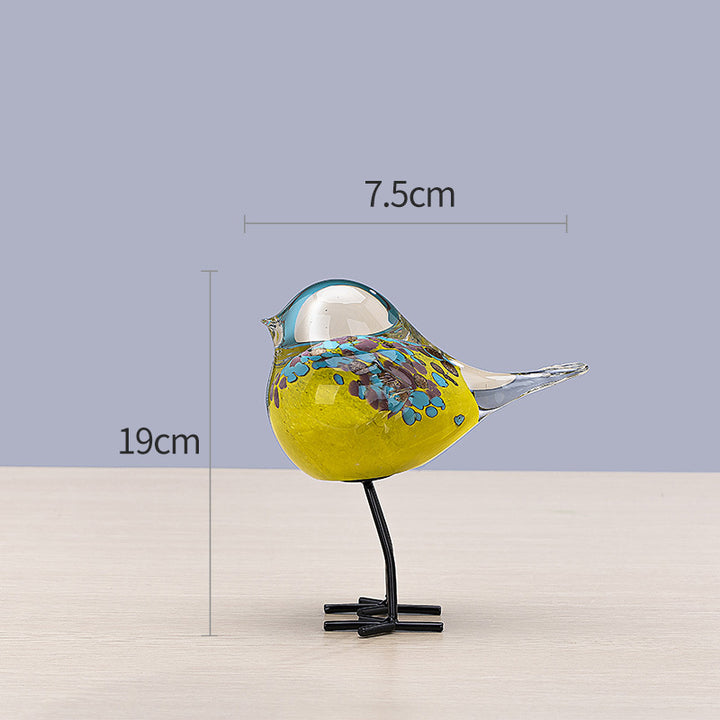 Handblown Decorative Glass Bird Sculpture on Metal Legs Kalsten