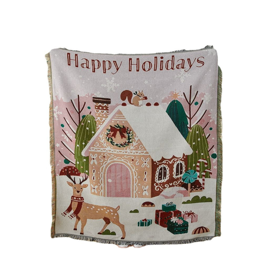 Festive Holiday-Themed Tapestry Blanket