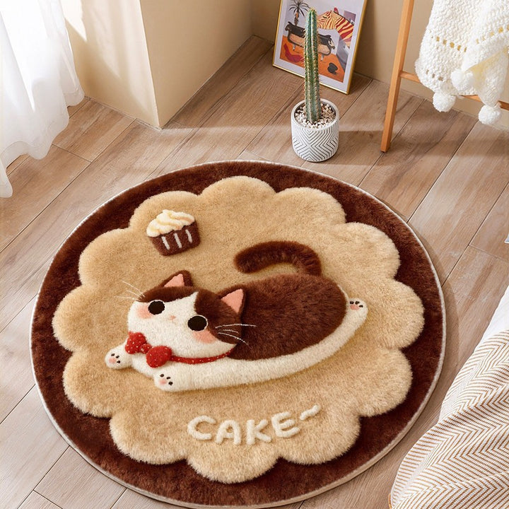 Cat-Themed Round Area Rug