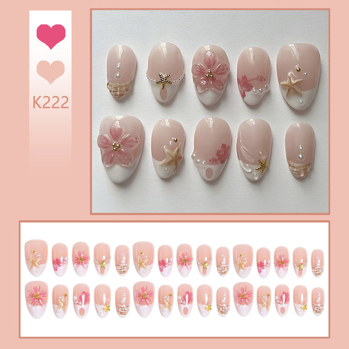 Artificial nail set with floral and maritime designs Kalsten