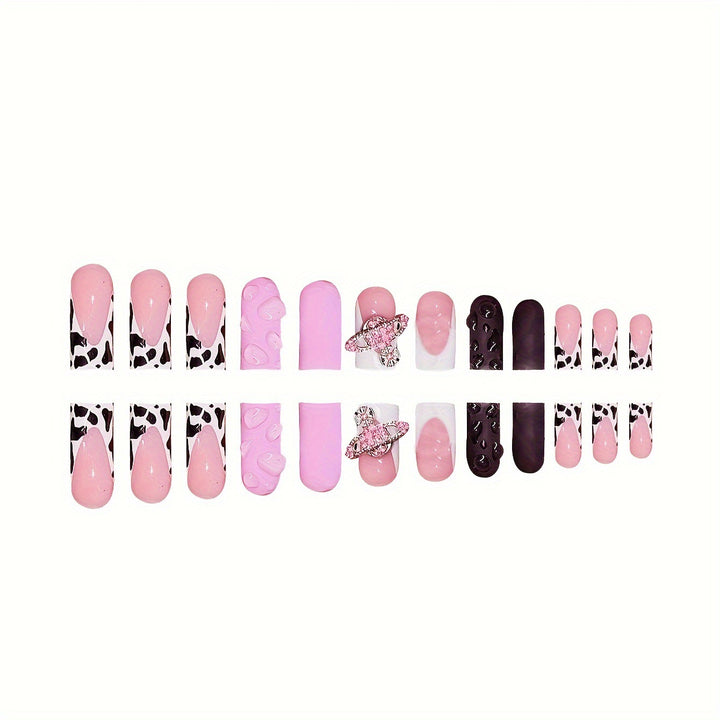 Decorative 3D Press-On Nail Art with Gemstone Accents Kalsten