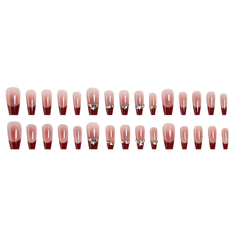 Artificial nail set with elegant glittering accents and romantic design Kalsten