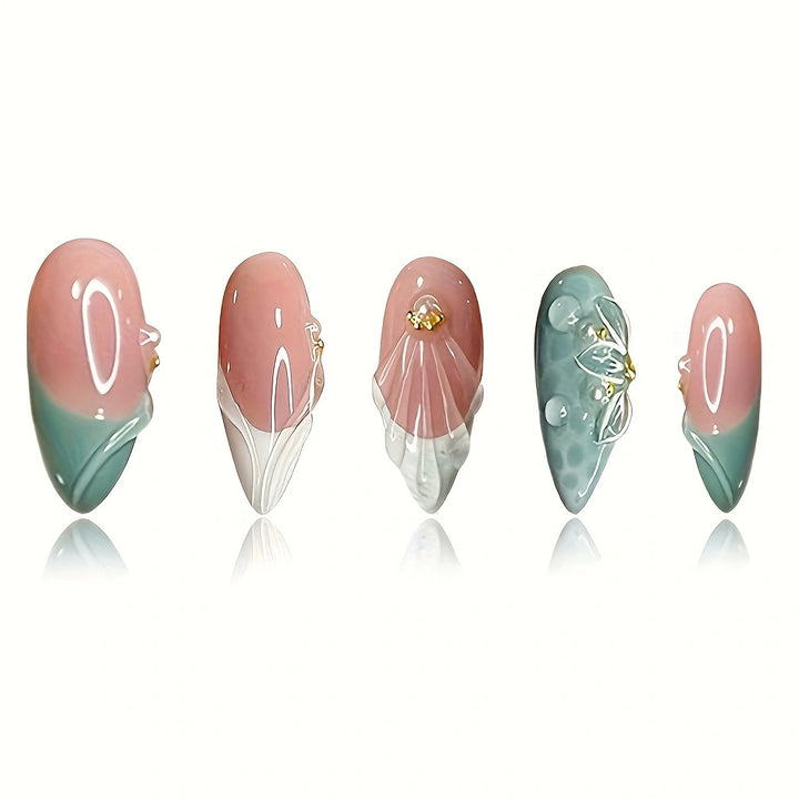 Floral-Embellished Stiletto Press-On Nails Kalsten 1787368964