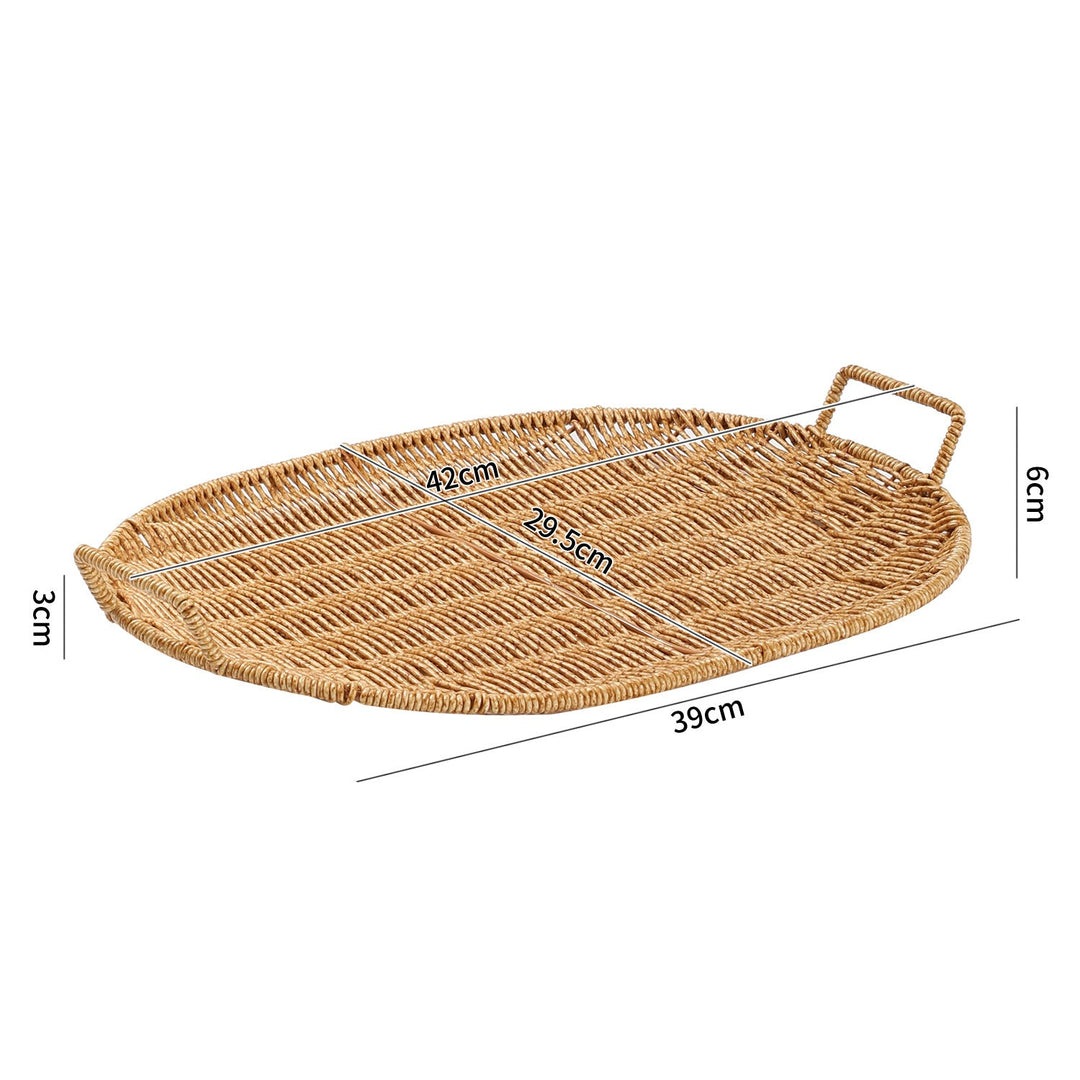 Handwoven Round Serving Tray with Ergonomic Handles Kalsten