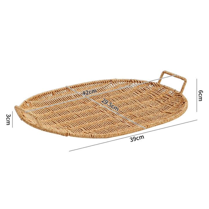 Handwoven Round Serving Tray with Ergonomic Handles Kalsten