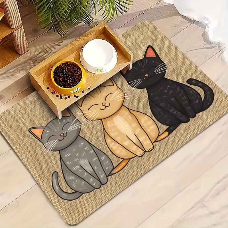 Cute Cat-Themed Feeding Mat