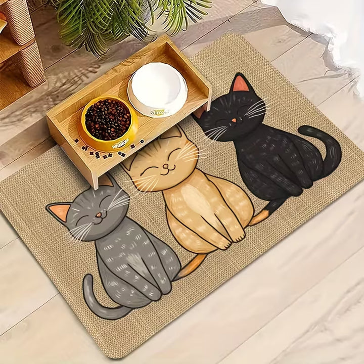 Cute Cat-Themed Feeding Mat