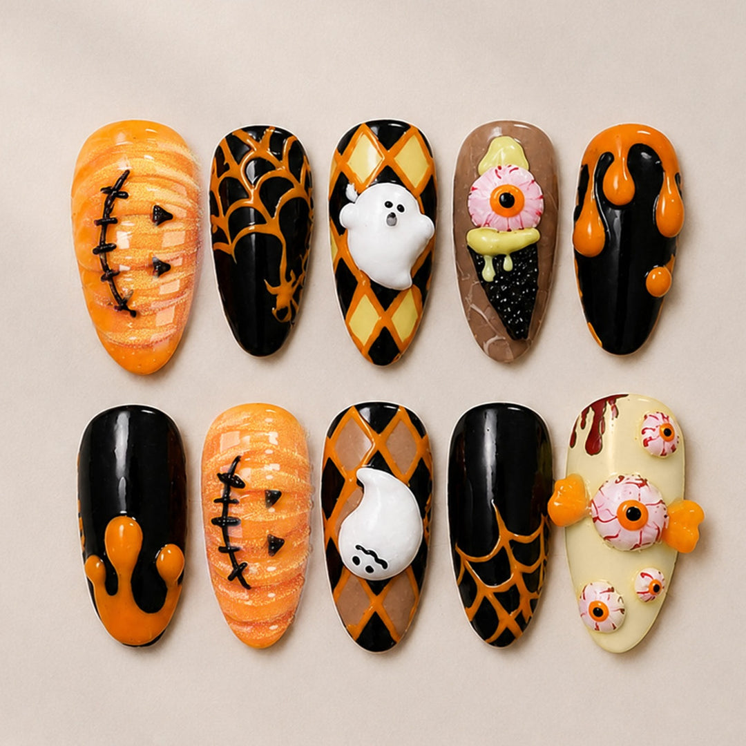 Creative nail art set with unique Halloween designs Kalsten