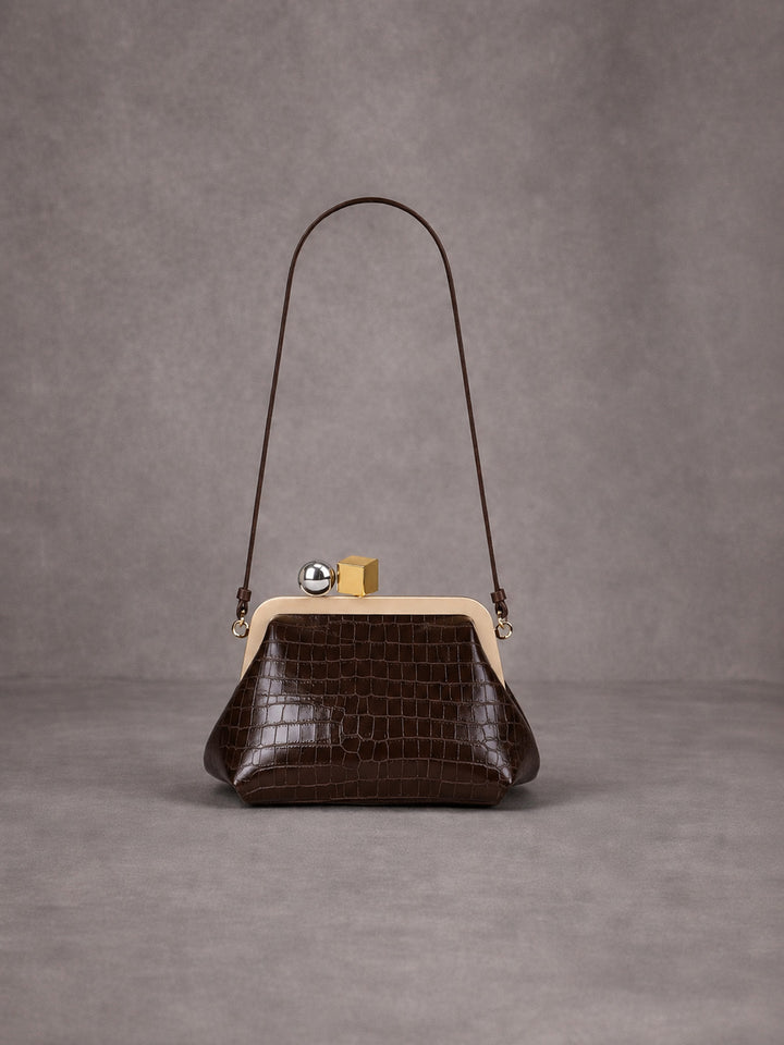 Elegant Crocodile-Effect Handheld Purse