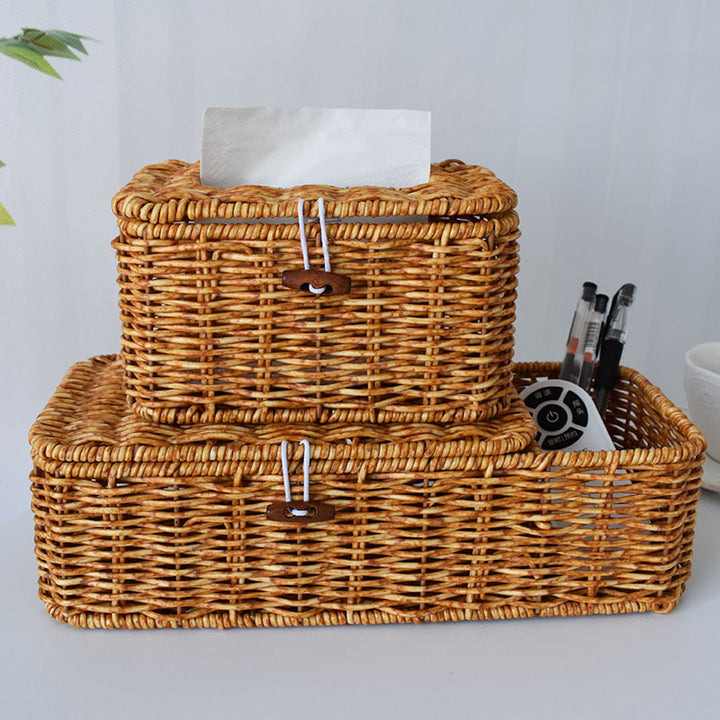 Handcrafted Woven Storage Organizer with Lid Kalsten