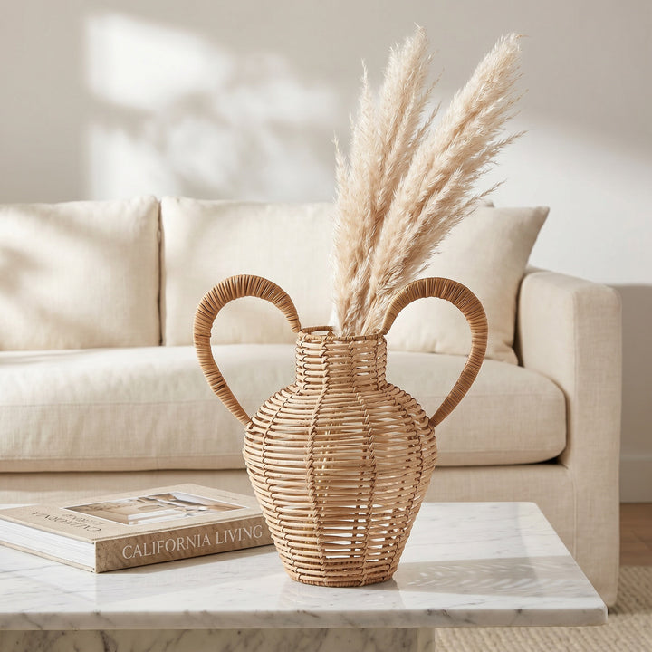 Decorative vase made of woven natural material Kalsten