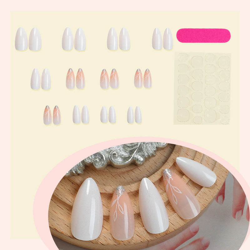 Luxurious Faux Finish Press-On Nail Set with Elegant Floral Design Kalsten