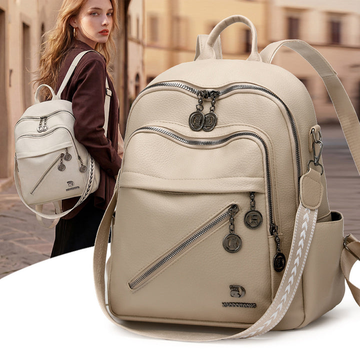 Multi-Compartment Stylish Leather Backpack Kalsten