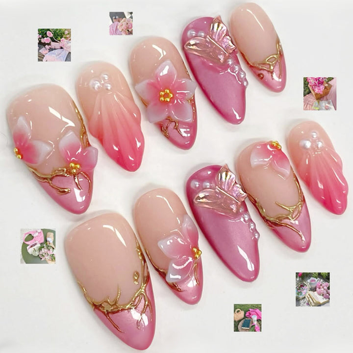 Floral Embellished Press-On Nail Set Kalsten 1788495473
