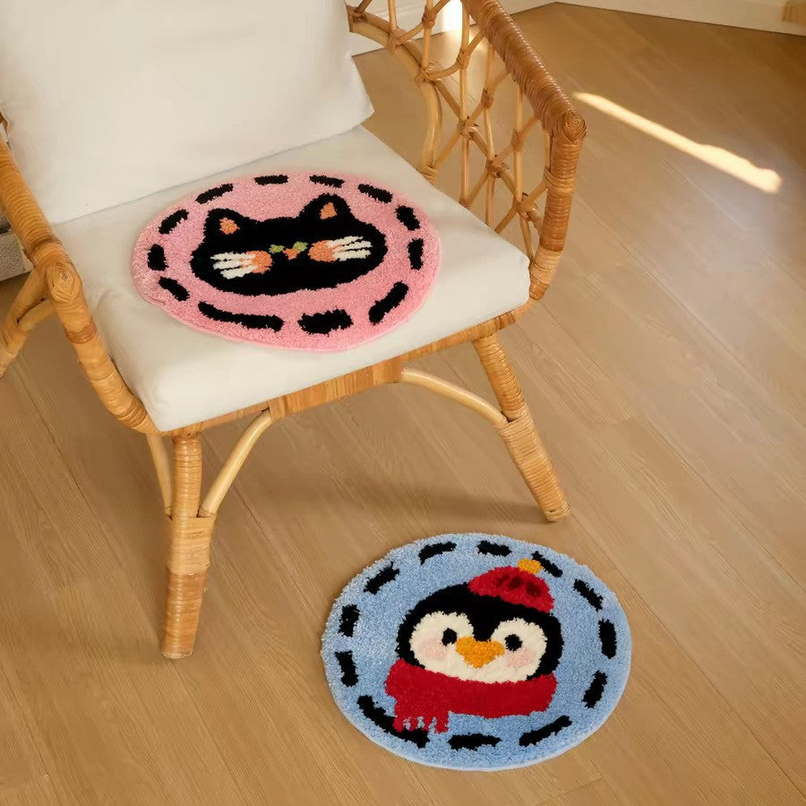 Cute Cat Face Plush Area Rug Kalsten