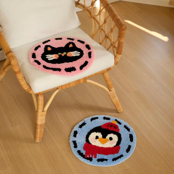 Cute Cat Face Plush Area Rug Kalsten