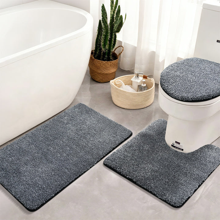 Thick Textured Bathroom Mat Set Kalsten