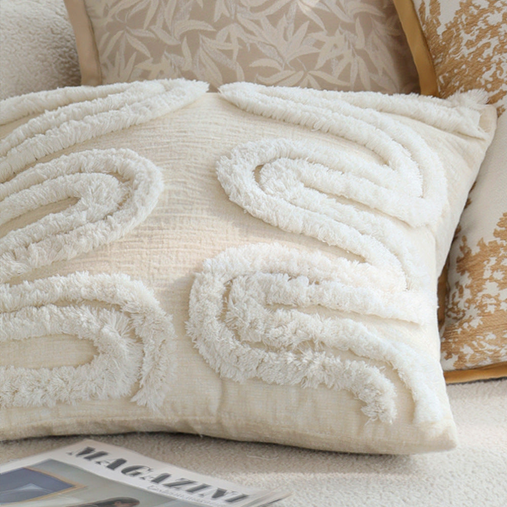 Square decorative cushion cover with fine jacquard leaf relief, piped edge and easy-care cotton mix Kalsten