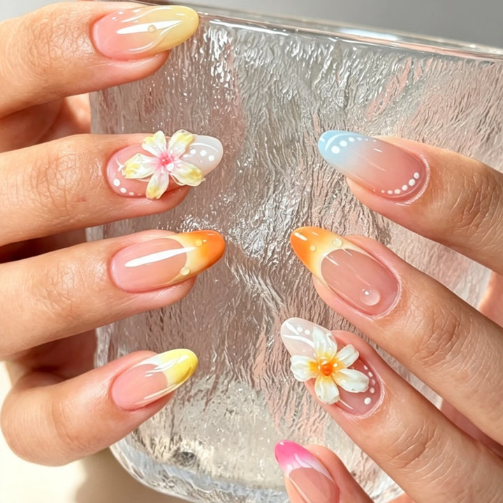 Artificial nails with color accents and floral design Kalsten