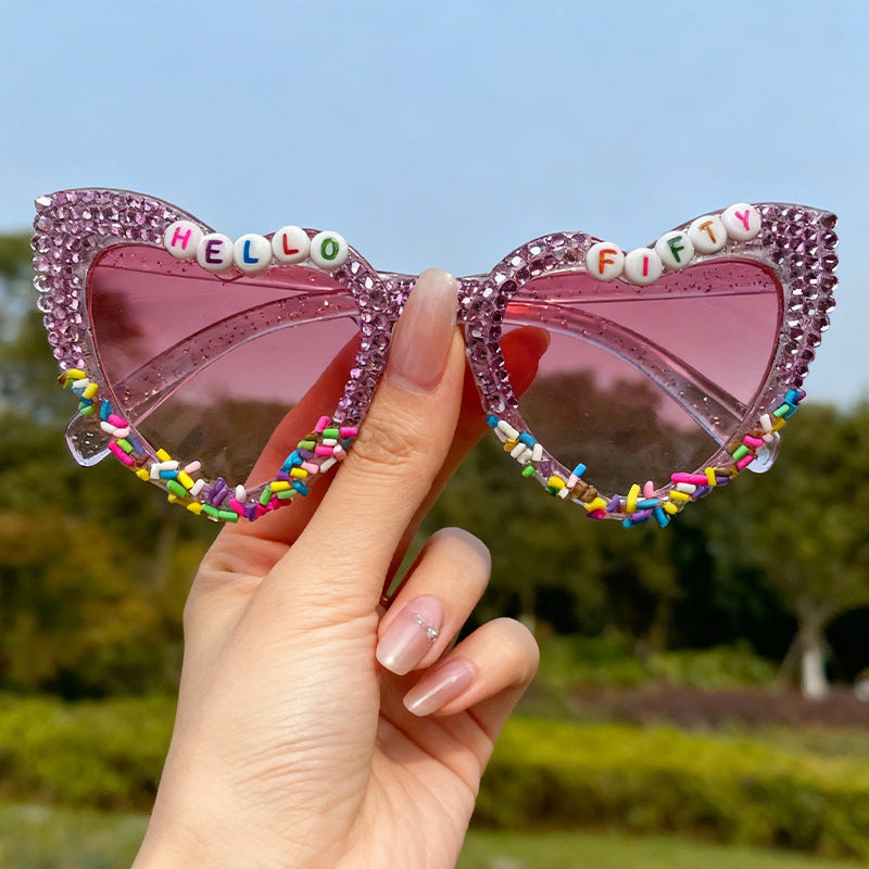 Decorative Cat-Eye Sunglasses with Rhinestones Kalsten