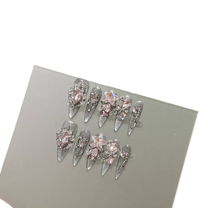 Elegant Rhinestone-Accented Press-On Nail Set