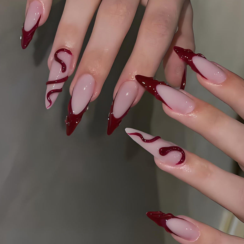 Artificial nails with glamorous tips and elegant accents Kalsten