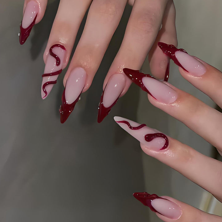 Artificial nails with glamorous tips and elegant accents Kalsten
