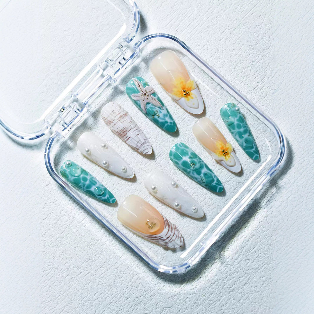 Ocean-Inspired 3D Decorative Press-On Nail Set Kalsten