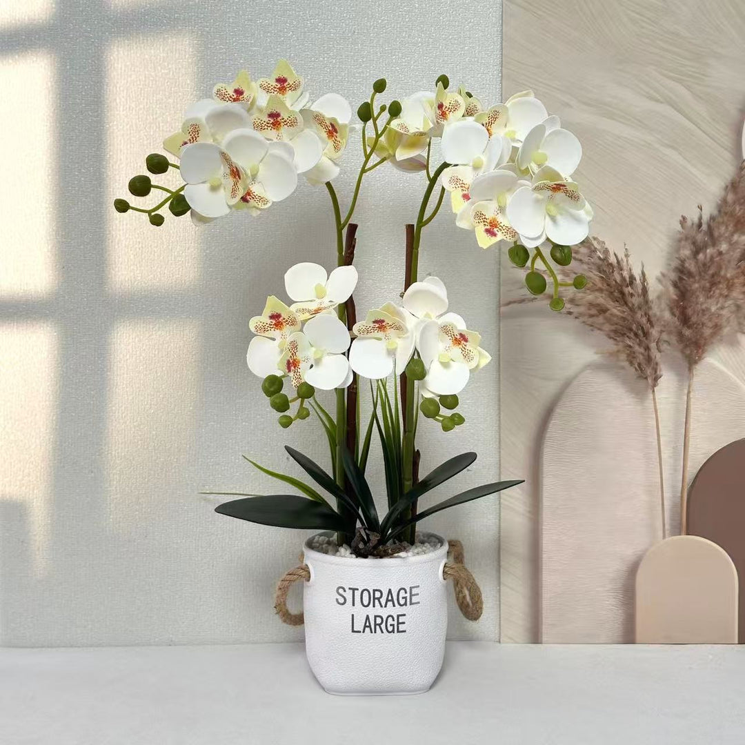 Lifelike Orchid Plant in Decorative Pot for Home Decor