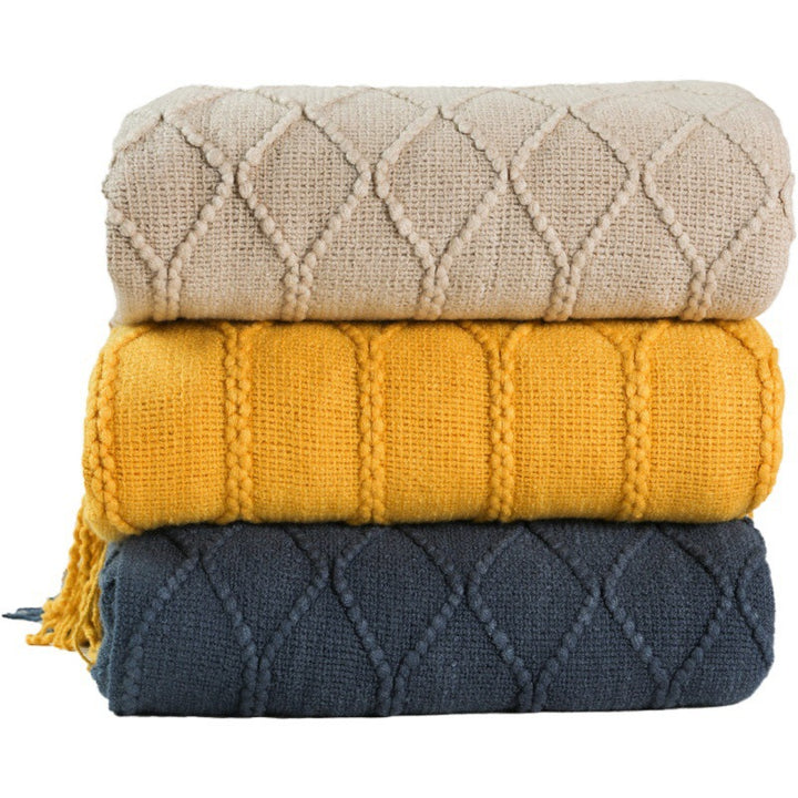 Luxurious Woven Textured Throw Blanket Kalsten