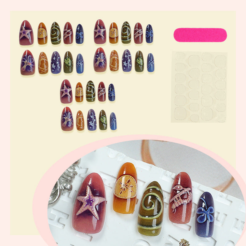 Artificial nail set with creative maritime and nature-inspired motifs Kalsten
