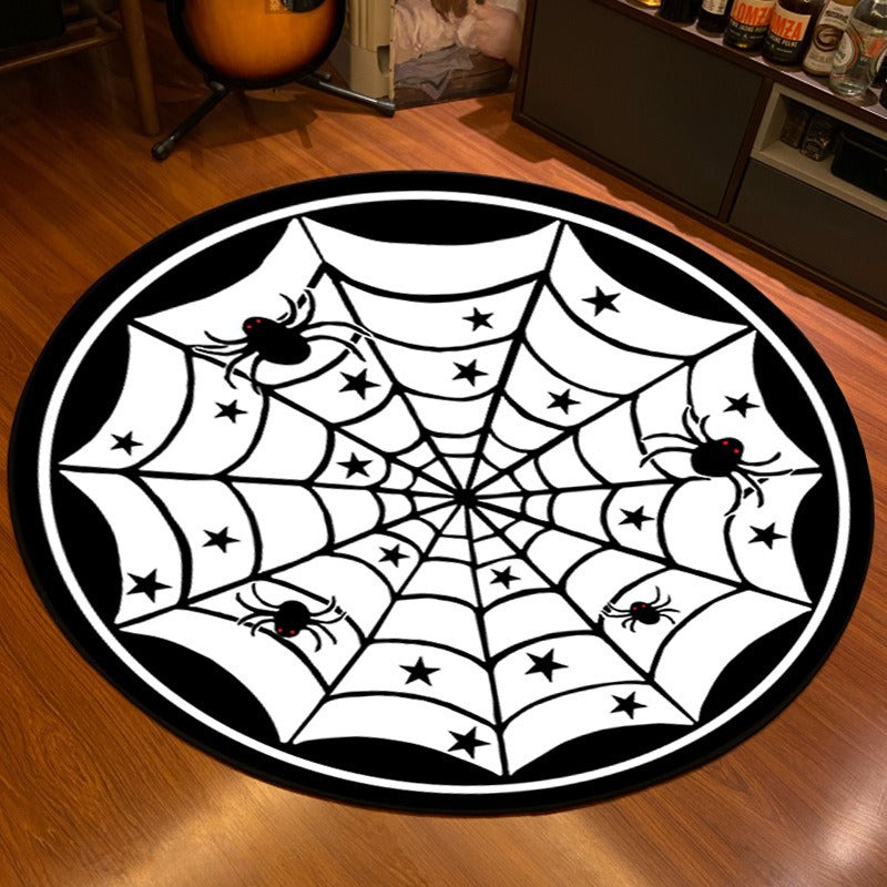 Artistic Skeleton and Spider-Themed Area Rug