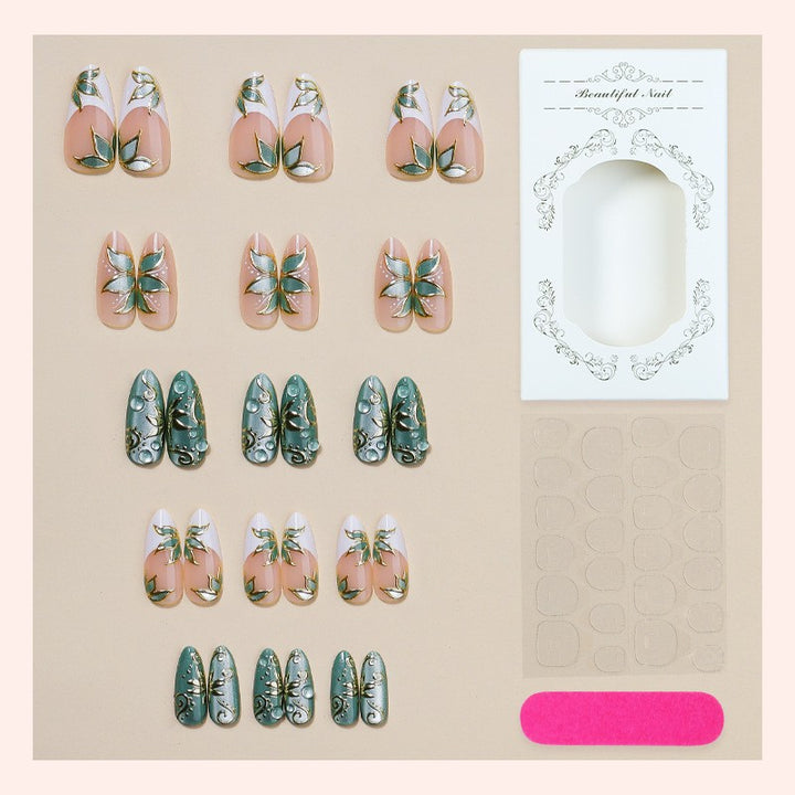 Artificial nail set with floral and glamorous accents Kalsten