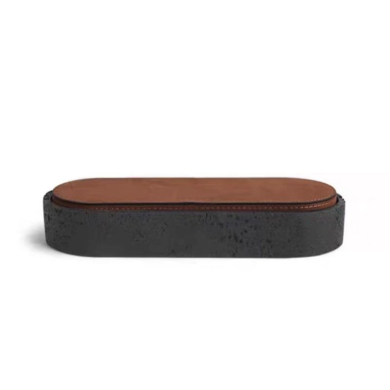 Leather and Stone Desk Organizer