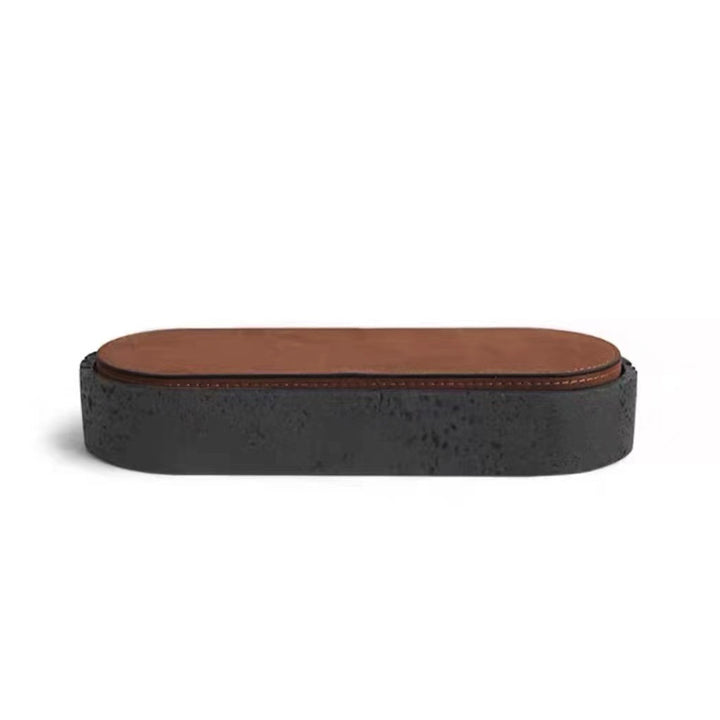 Leather and Stone Desk Organizer