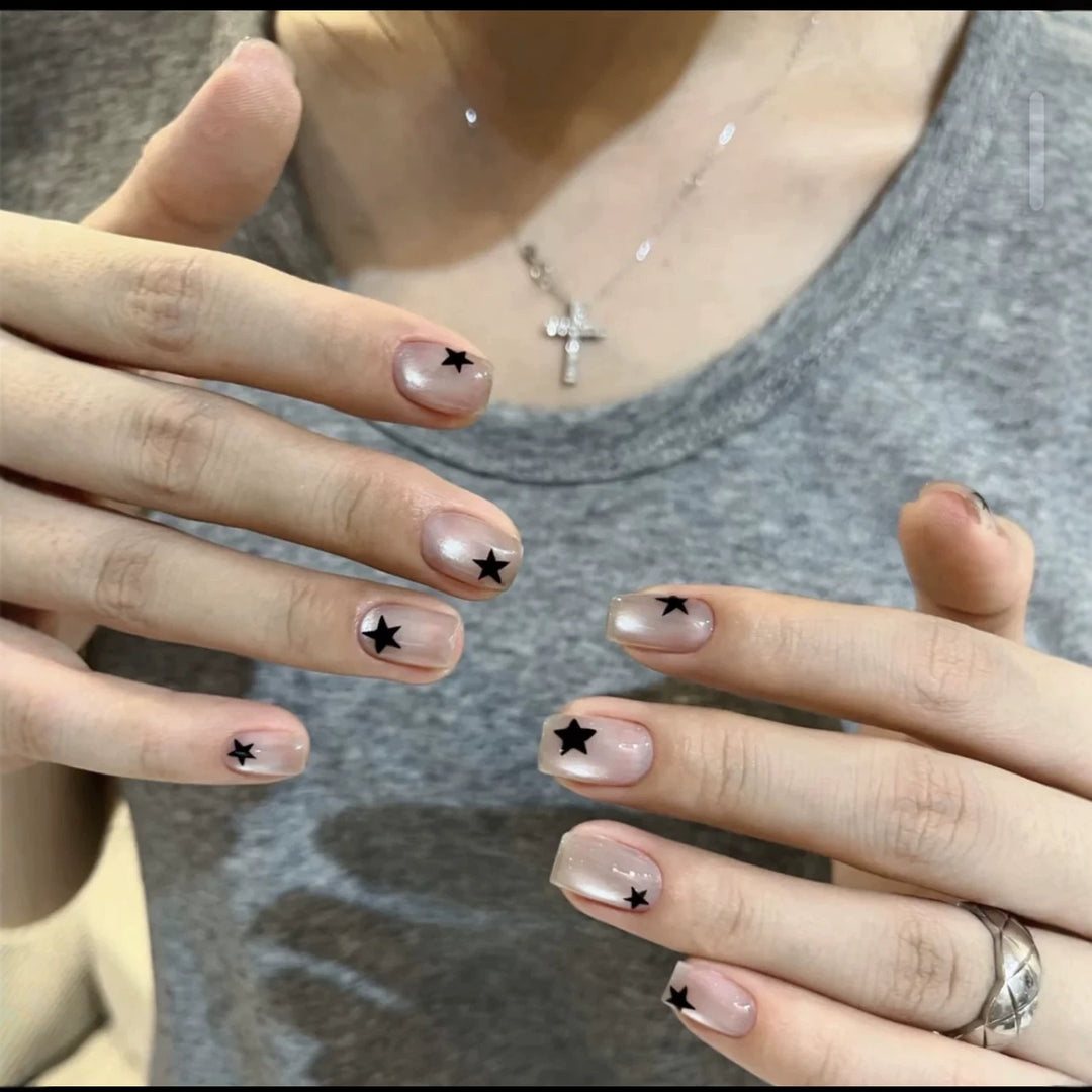 Artistic Press-On Nail Set with Star Designs Kalsten