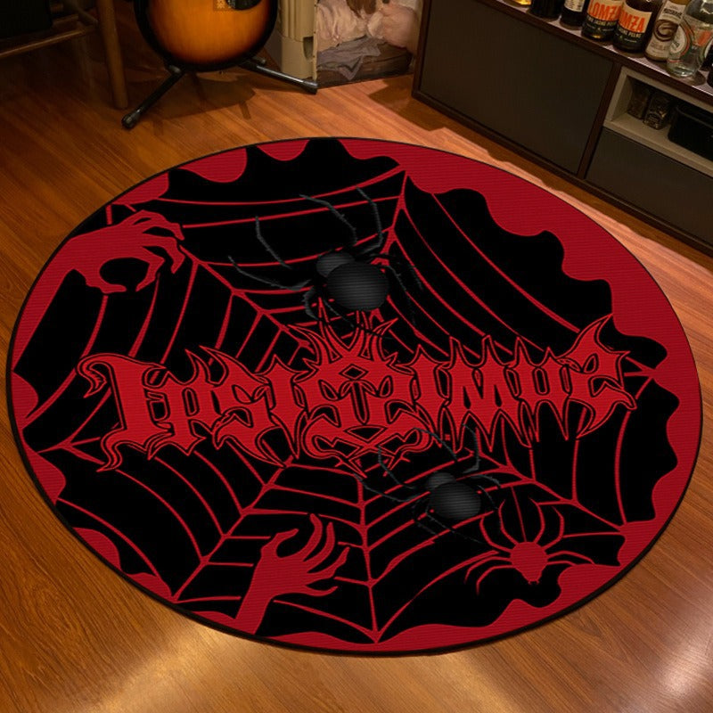 Artistic Skeleton and Spider-Themed Area Rug