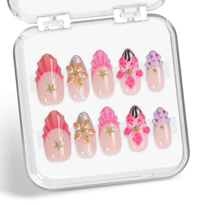 Creative nail art set with blooming floral elements Kalsten