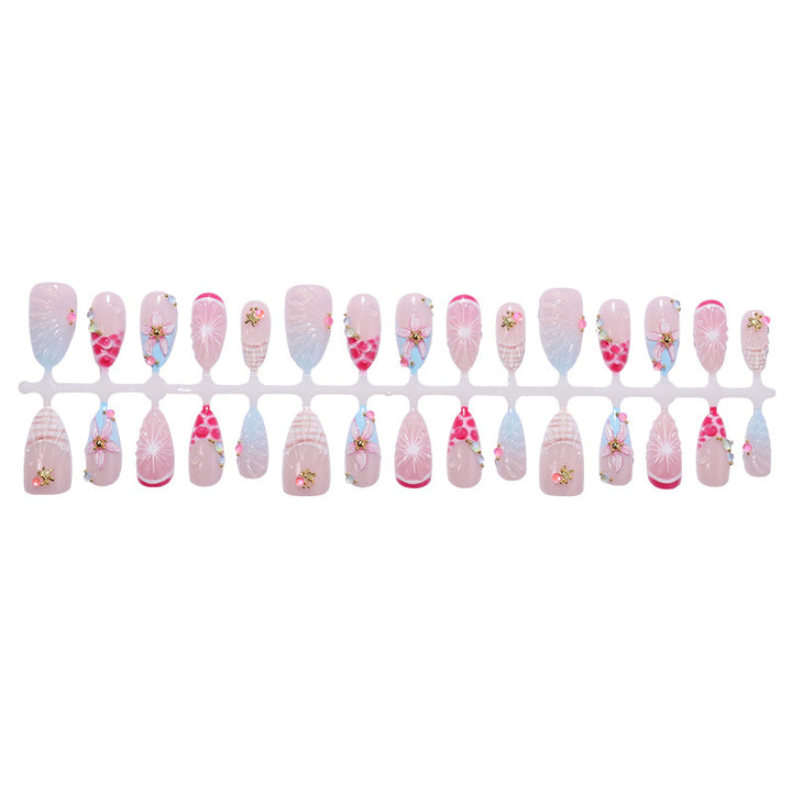 Artistic Press-On Nail Set with 3D Elements kalsten