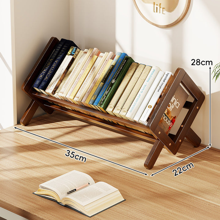 Slanted Wooden Desktop Book Display Rack with Folding A-Frame Legs