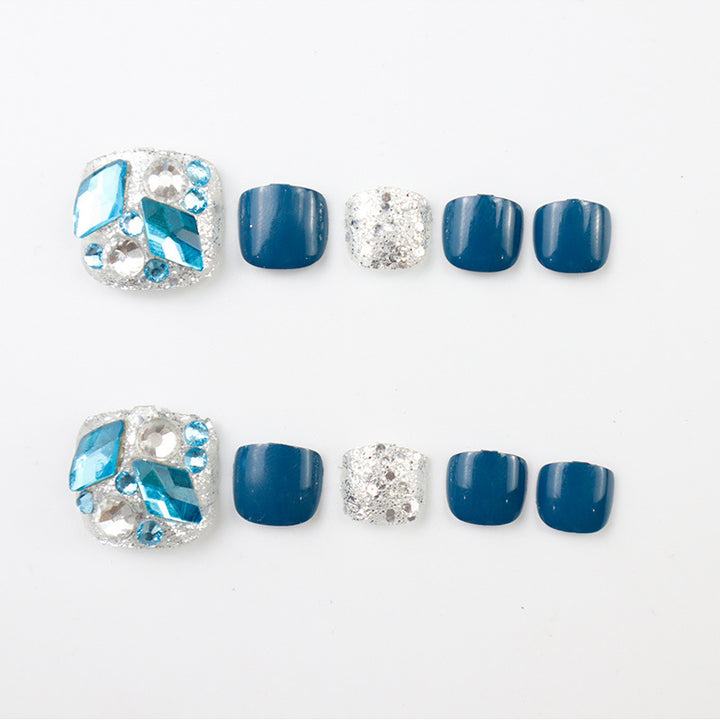 Rhinestone-Embellished Press-On Toenail Set Kalsten