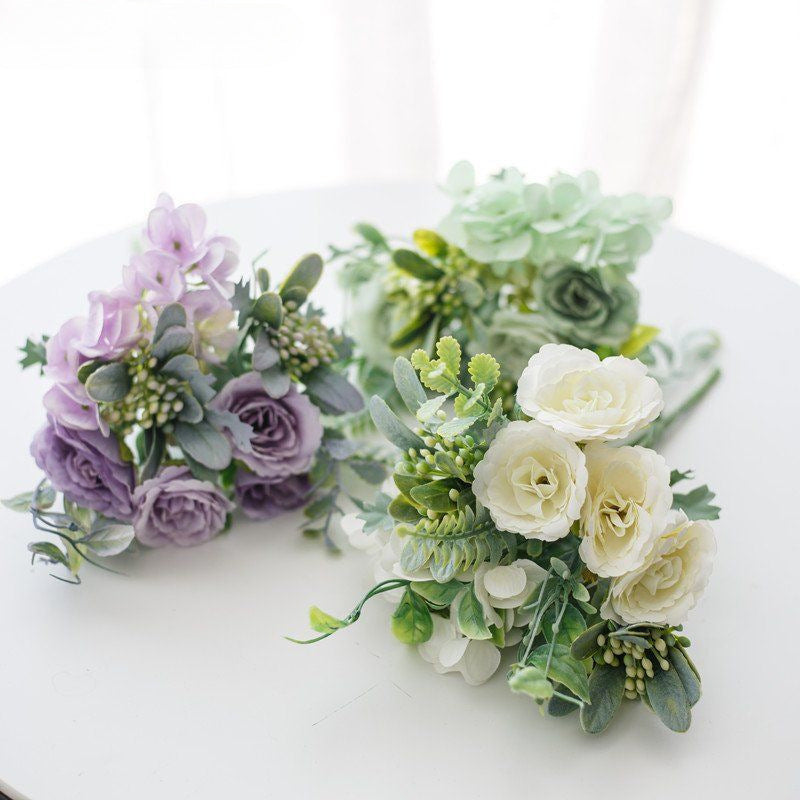 Elegant Artificial Floral Bouquet with Mixed Blooms