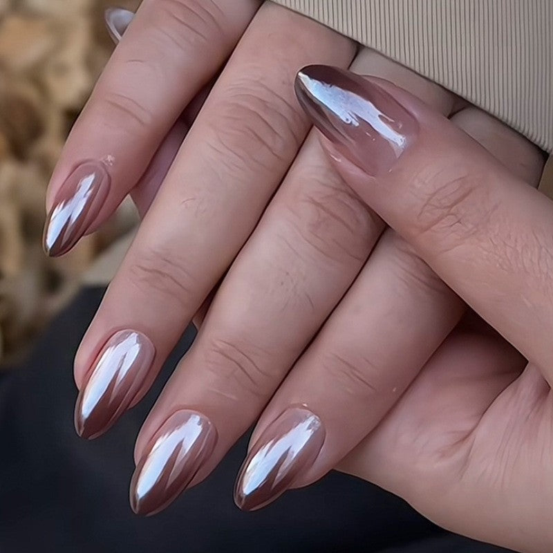 Artificial nail set with elegant high-gloss ombre design and sparkling accents Kalsten