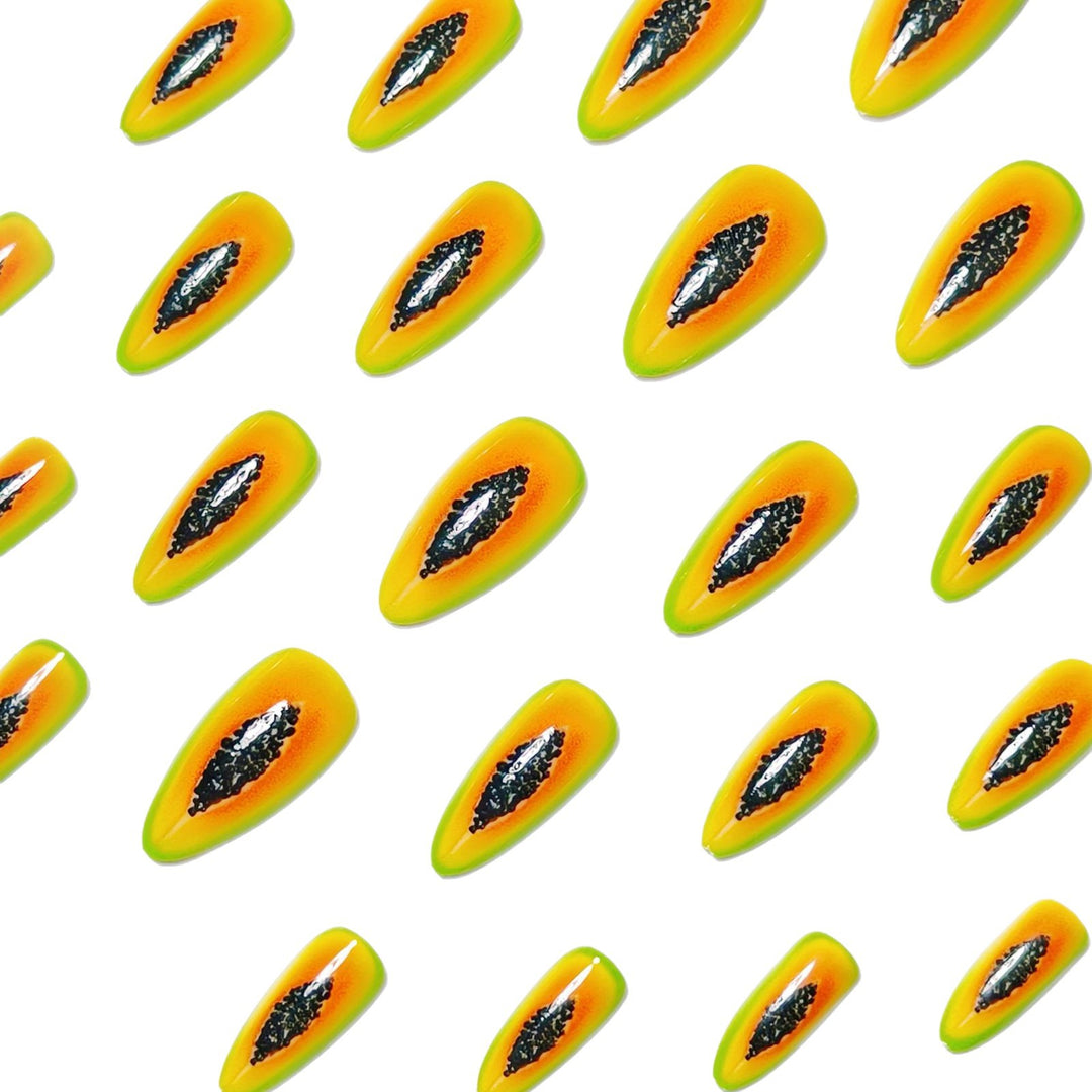 Artificial Nails in Exotic Papaya Design Kalsten