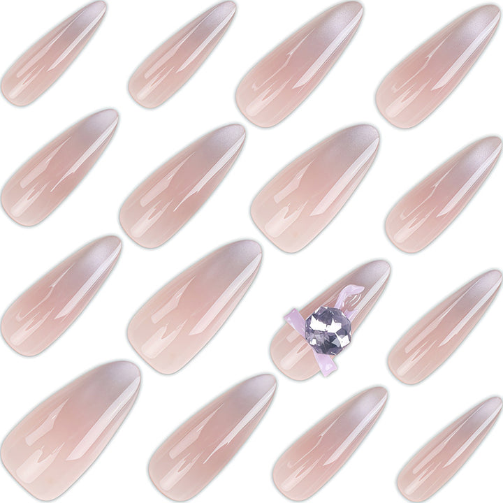 Artistic Ombre Press-On Nail Design with Crystal Accent Kalsten