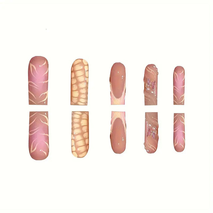 Chic 3D Floral Press-On Nail Art Kalsten