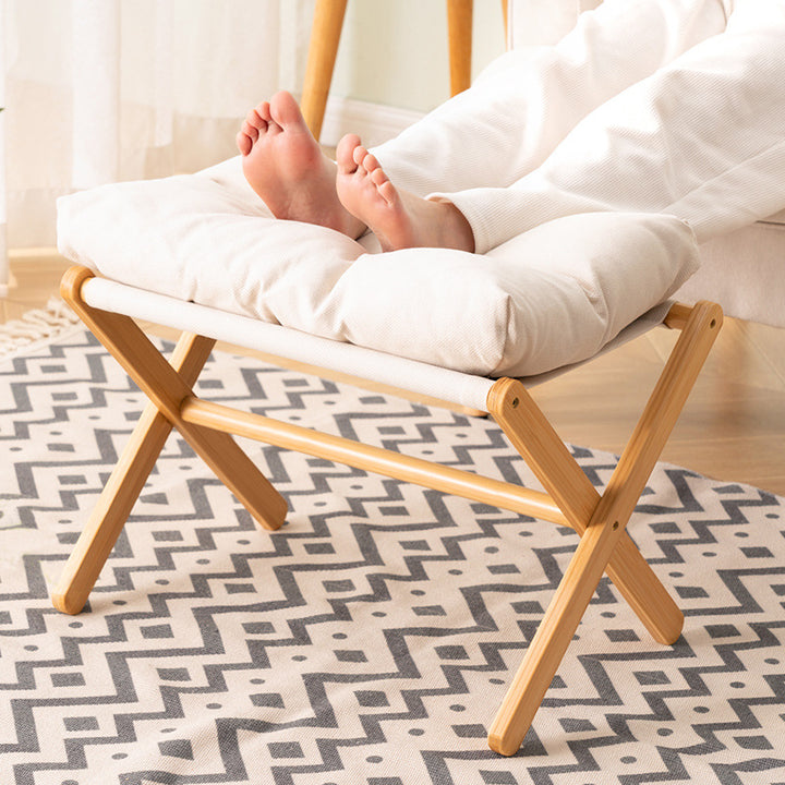 Folding Stool With Comfortable Padding And Sturdy Wooden Frame Kalsten