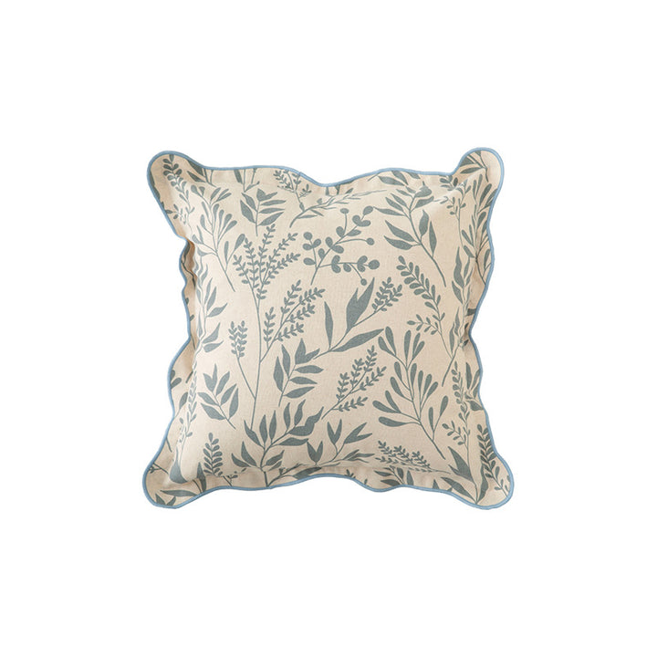 Square decorative cushion cover with wavy edge and botanical print Kalsten
