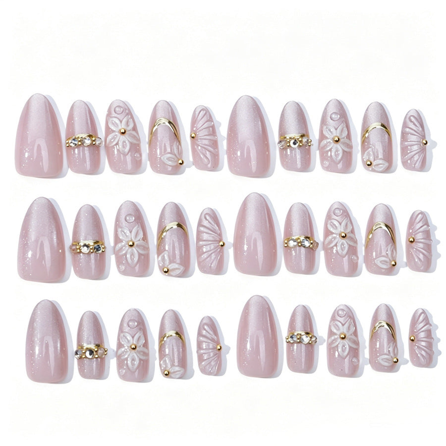 Elegant artificial nail set with floral and glitter elements Kalsten