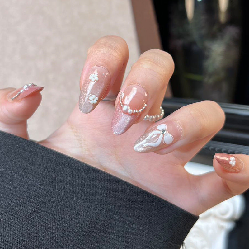 Glossy Nail Art Set with Sparkling Glitter Accents Kalsten